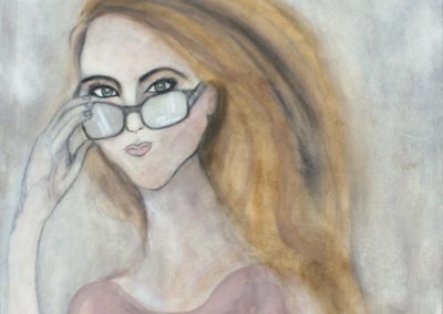 Blonde woman with glasses portrait