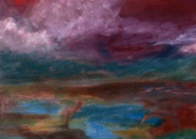 Moody impressionistic painting of cloudy sky