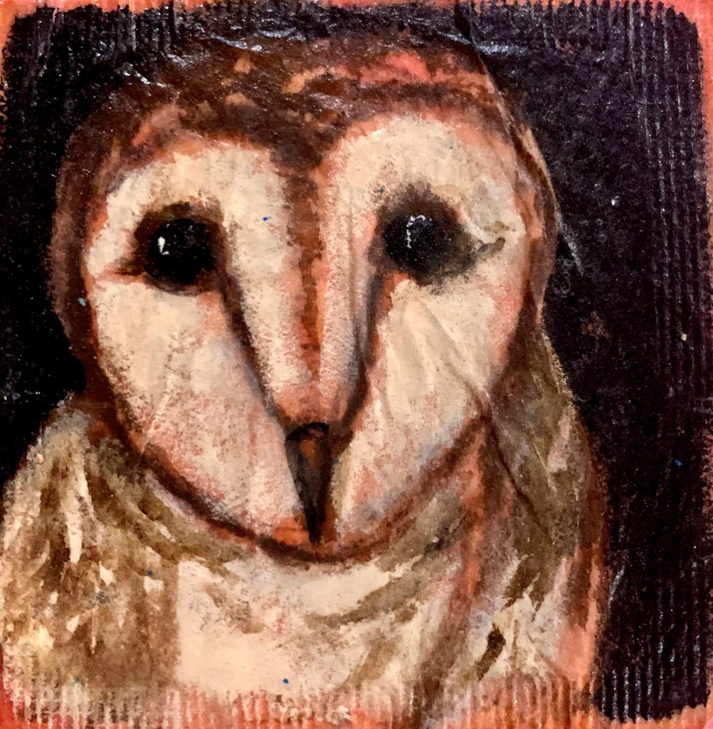 Teabag Tuesday painting of owl