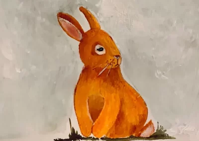 Watercolor painting of brown rabbit