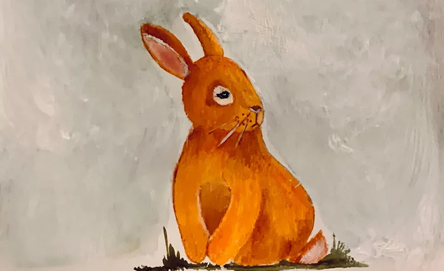 Watercolor painting of brown rabbit